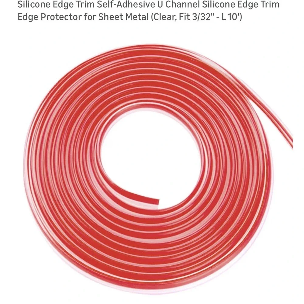 Clear Self-Adhesive Rubber Edge Trim 10Ft U Channel Silicone 1/16
